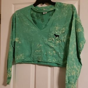 PINK long sleeve crop top